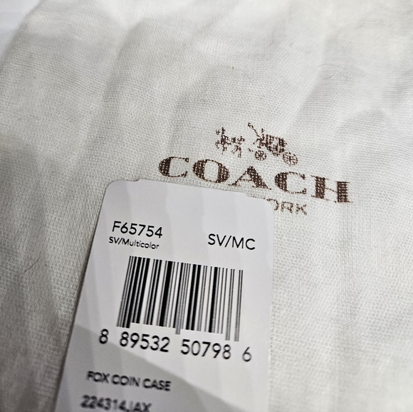 Coach Fox Leather & Suede Coin Case NWT - Picture 6 of 6